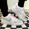 Nike Air Force One Custom Glitter Bianco e Argento e Sporcatura Grigio e Nera