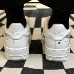 Nike Air Force One Custom Glitter Bianco e Argento e Sporcatura Grigio e Nera