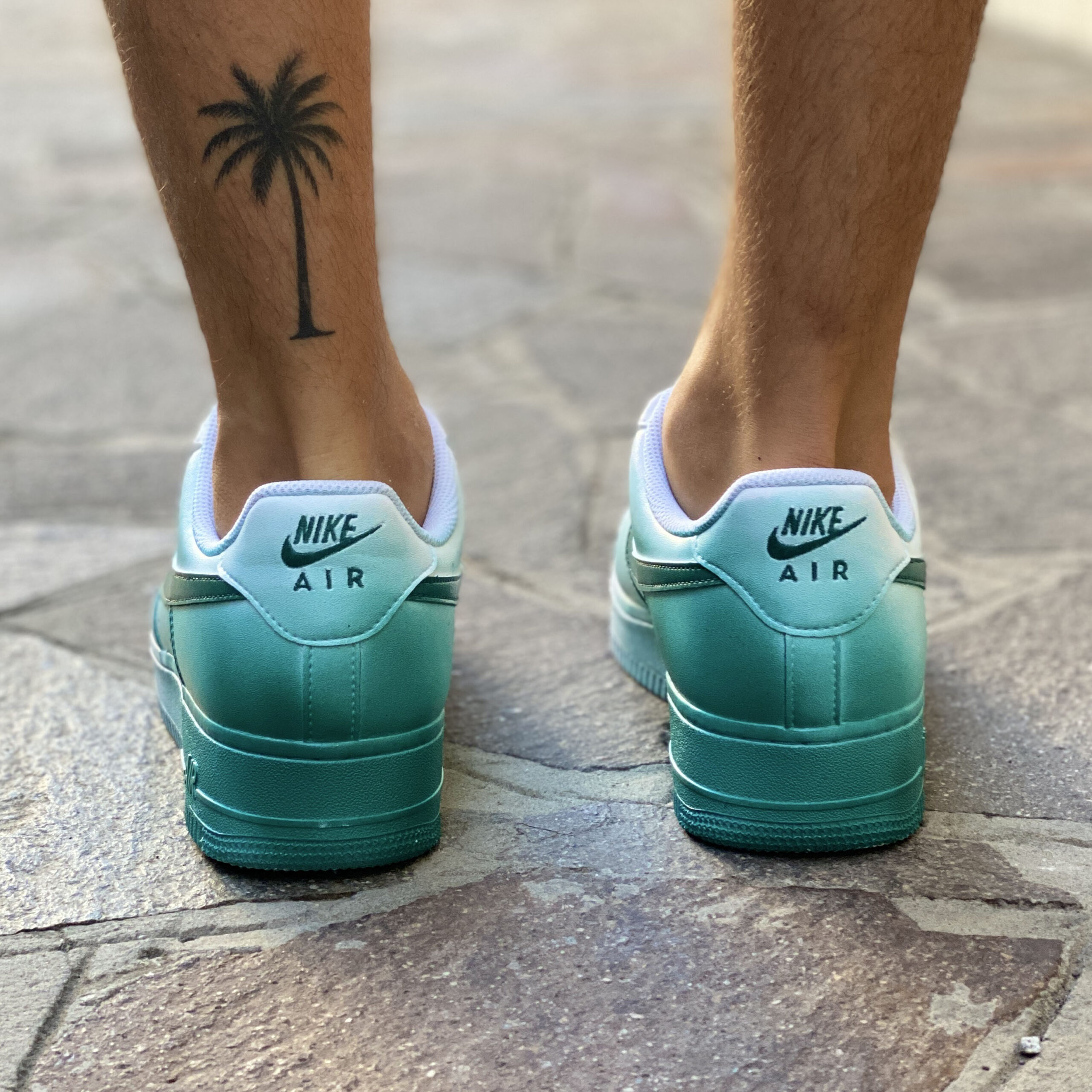 Nike Air Force One Custom Sporcatura Verde LLab Scarpe Custom