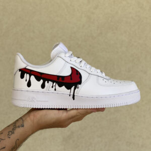 Nike Air Force One Custom Swoosh Goccia Rosso & Nero - Vol.2