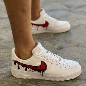 Nike Air Force One Custom Swoosh Goccia Rosso & Nero - Vol.2