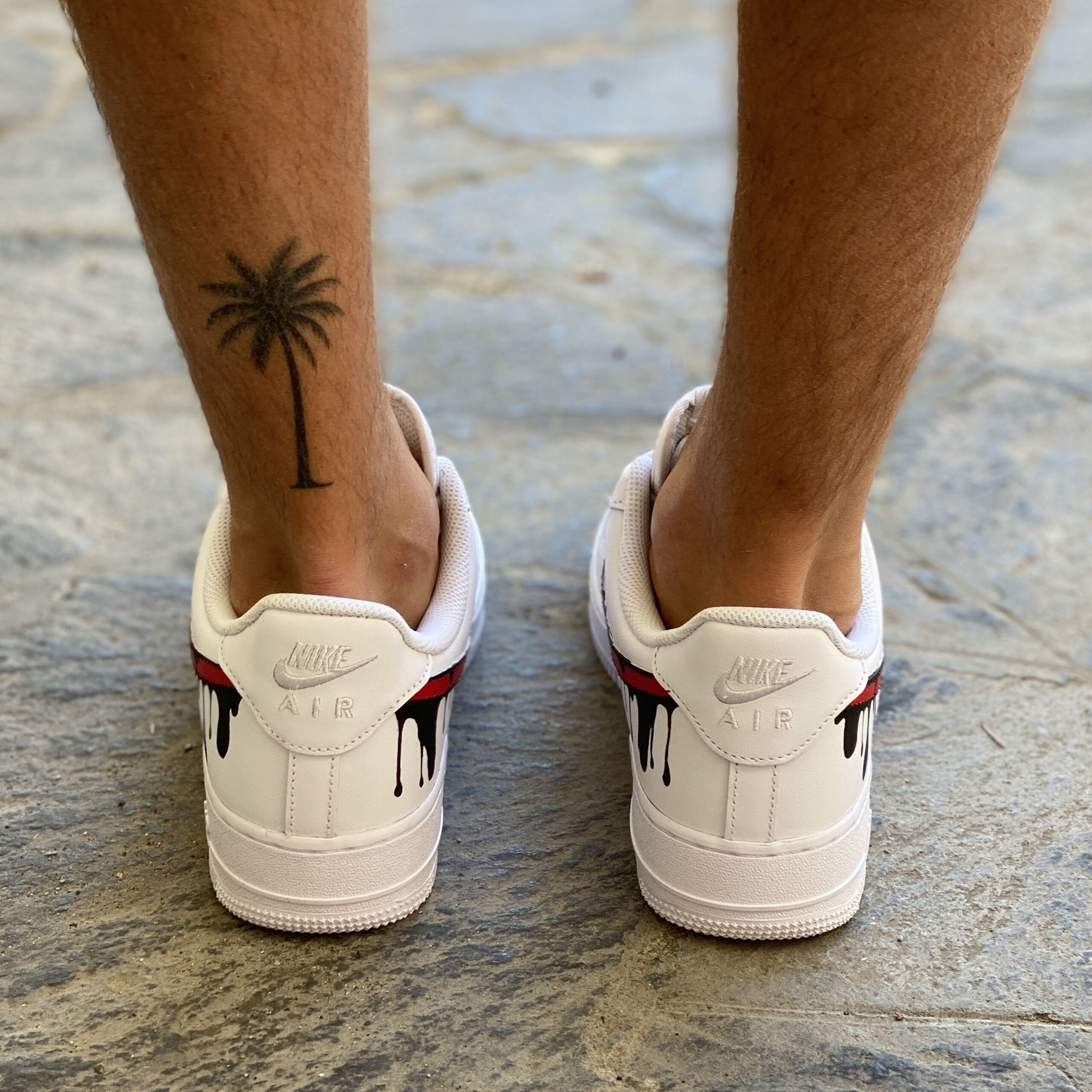 Nike Air Force One Custom Swoosh Goccia Rosso & Nero - Vol.2