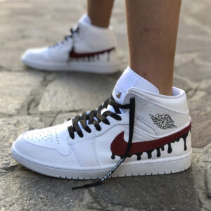 Nike Jordan 1 Custom Swoosh Goccia Rosso e Nera