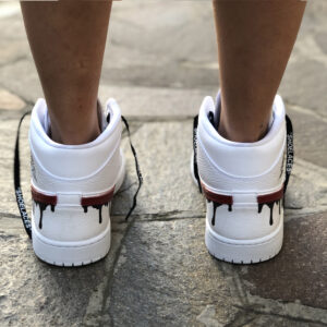 Nike Jordan 1 Custom Swoosh Goccia Rosso e Nera