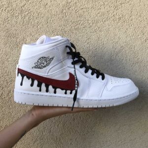 Nike Jordan 1 Custom Swoosh Goccia Rosso e Nera