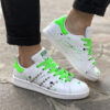 Adidas Stan Smith Personalizzate Dipinte a Mano Verde Fluo e Nero con Borchie