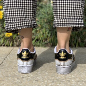 Adidas Superstar Bold Personalizzate Bande e Laccetti in Strass Dorati