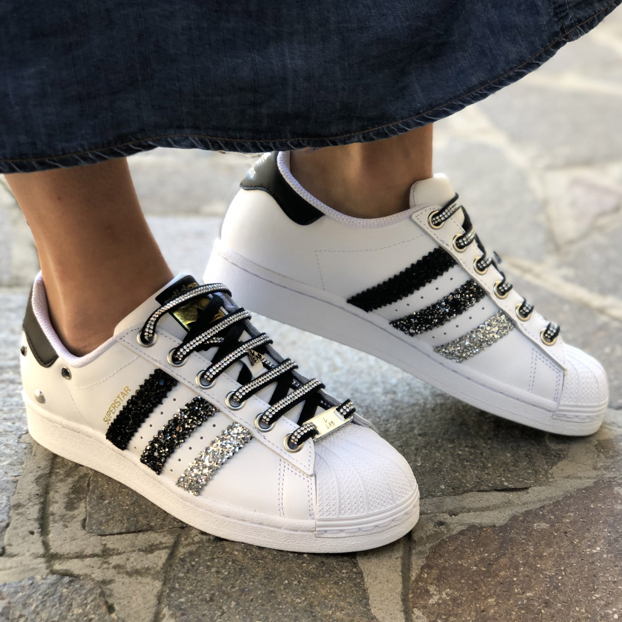Adidas Superstar Custom Glitter, Strass e Borchie | LLab scarpe custom