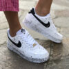 Nike Air Force One Custom Swoosh Nero e Sporcatura Argento e Nero