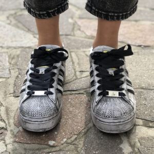 Adidas Superstar Bold Personalizzate Délavé Dark Lacci Raso