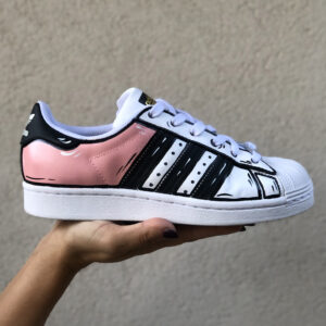 Adidas Superstar Personalizzate Cartoon Dipinte A Mano Rosa
