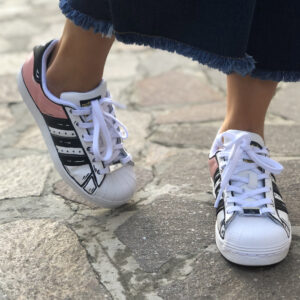 Adidas Superstar Personalizzate Cartoon Dipinte A Mano Rosa