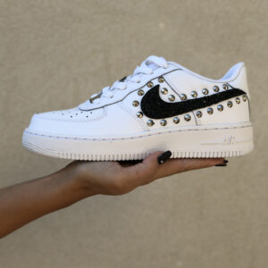 Nike Air Force One Custom Glitter Nero e Borchie Piatte