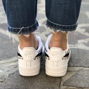 Nike Air Force One Custom Glitter Nero e Borchie Piatte