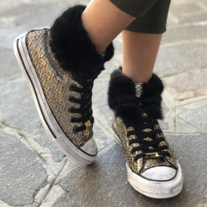 Converse All Star Personalizzate Squamato e Pelliccia Ecologica