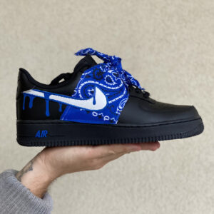 Nike Air Force One Custom Black Bandana e Gocce Blu