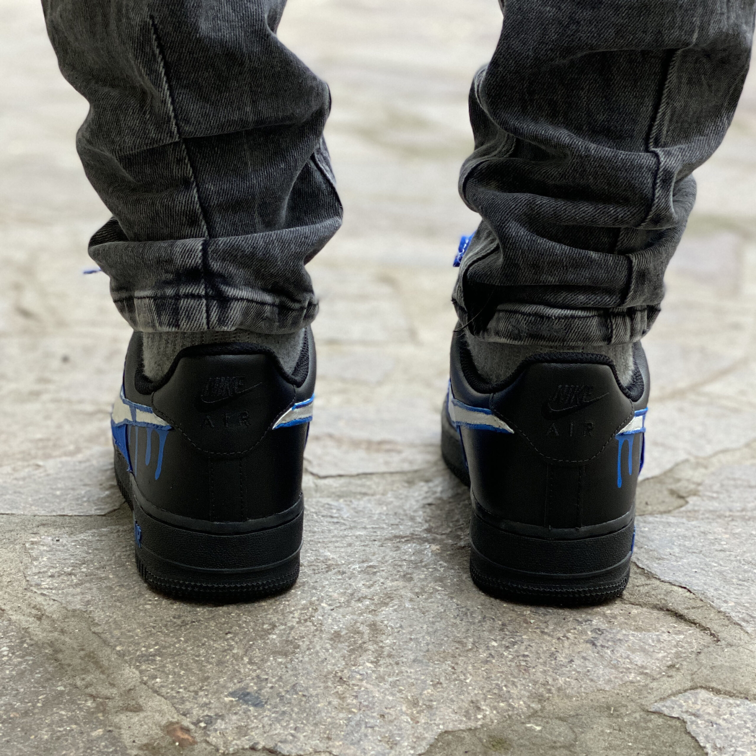 Nike Air Force One Custom Black Bandana e Gocce Blu