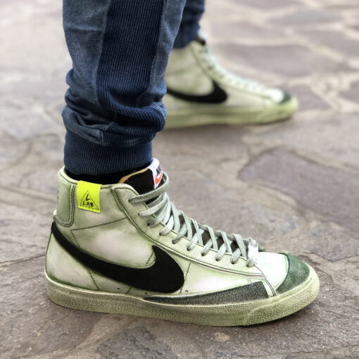Nike Blazer Customized Délavé Verde Con Swoosh Scamosciato