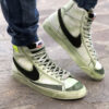 Nike Blazer Customized Délavé Verde Con Swoosh Scamosciato