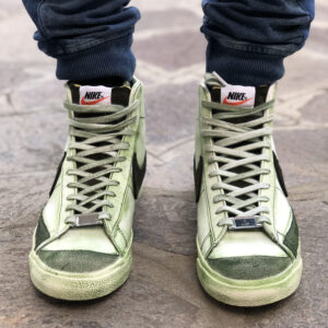 Nike Blazer Customized Délavé Verde Con Swoosh Scamosciato