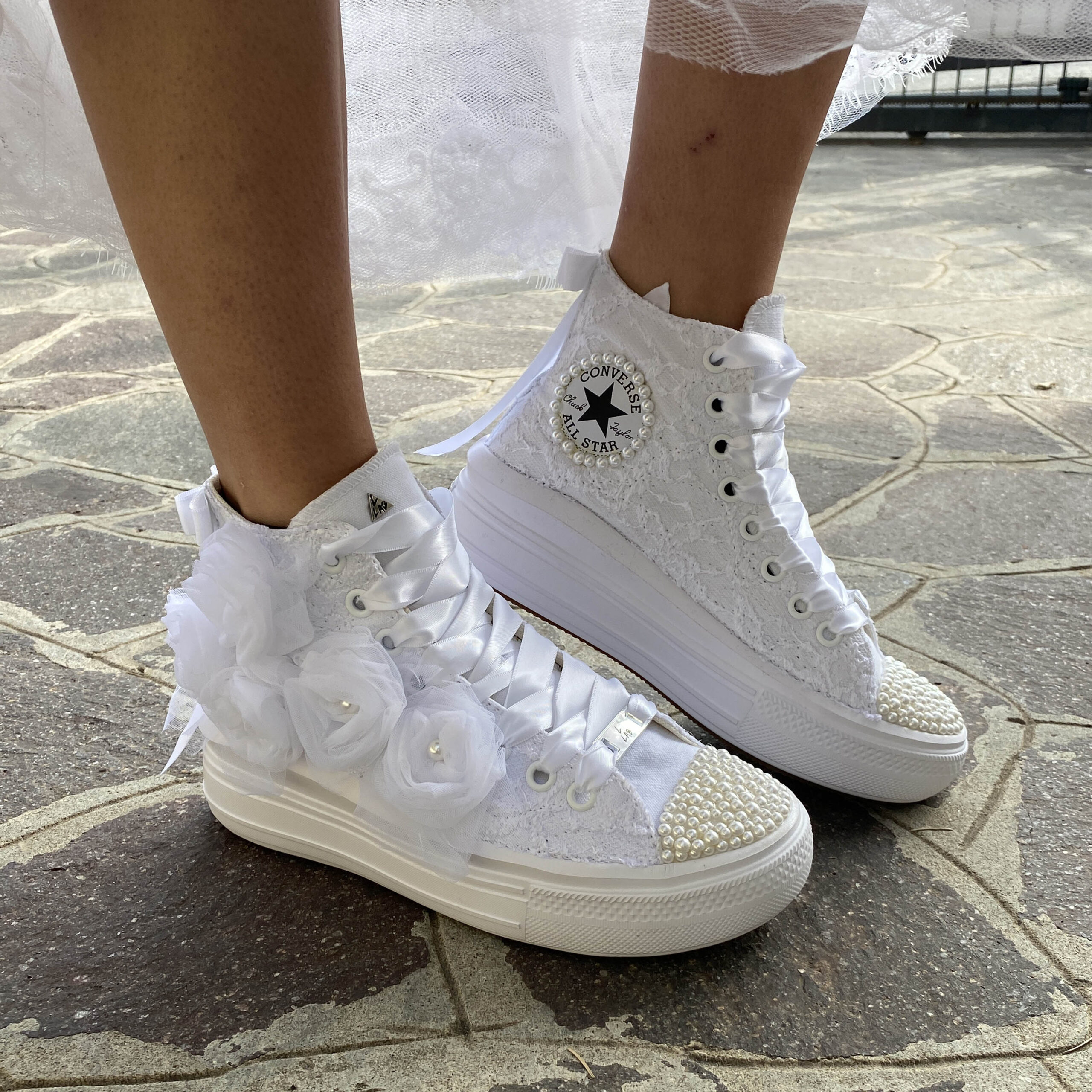 converse bianche sposa