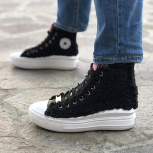 Converse All Star Personalizzate Platform Move Teddy Black laccetti Neri
