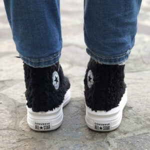 Converse All Star Personalizzate Platform Move Teddy Black laccetti Neri
