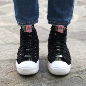 Converse All Star Personalizzate Platform Move Teddy Black laccetti Neri