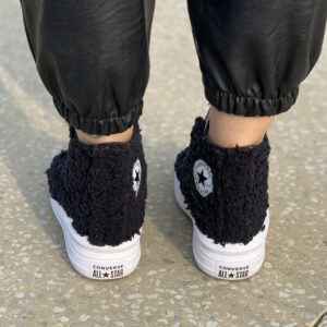 Converse All Star Personalizzate Platform Move Teddy Black laccetti Rosa