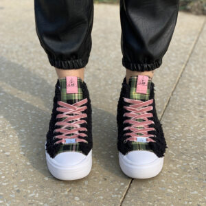 Converse All Star Personalizzate Platform Move Teddy Black laccetti Rosa