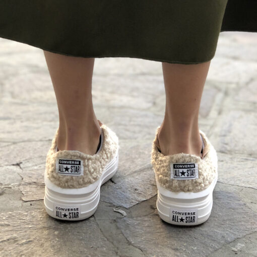 Converse All Star Personalizzate Platform Move Low Teddy Beige