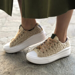 Converse All Star Personalizzate Platform Move Low Teddy Beige