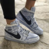 Nike Jordan 1 Custom Délavé Blu Con Swoosh Squamato