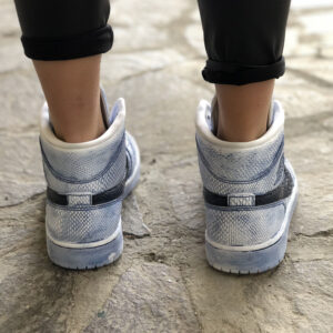 Nike Jordan 1 Custom Délavé Blu Con Swoosh Squamato