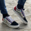 Vans Custom Old Skool A Scacchi Gocce Cadenti Dipinte A Mano