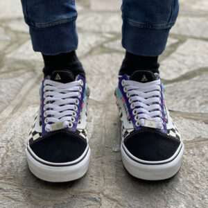 Vans Custom Old Skool A Scacchi Gocce Cadenti Dipinte A Mano