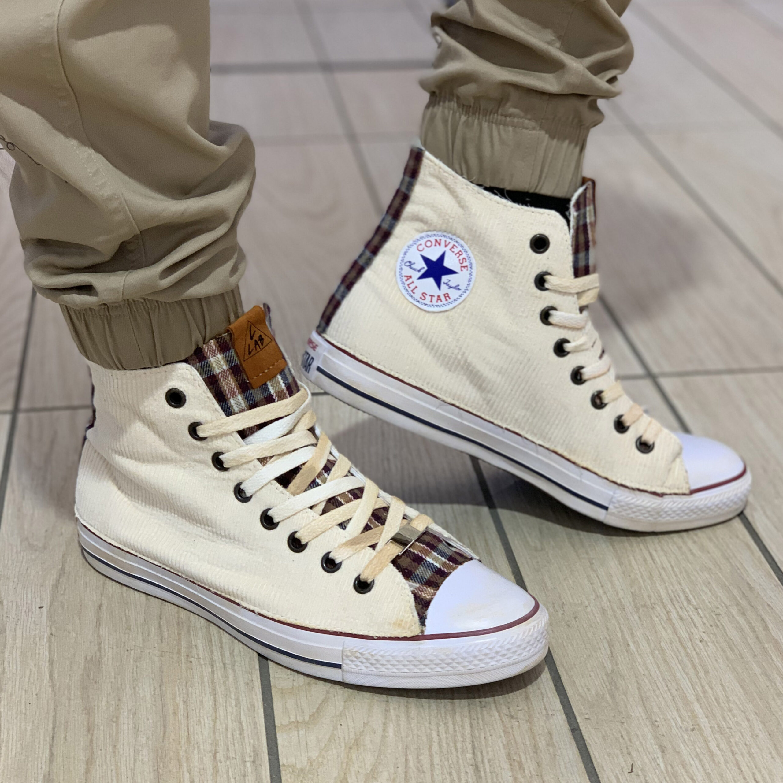 Converse Personalizzate Mille Righe Panna