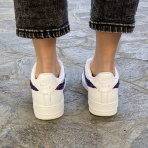 Nike Air Force One Custom Doppio Swoosh Glitter Nero e Viola