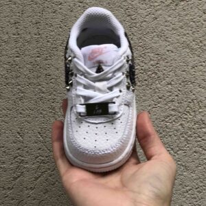 Nike Air Force One Custom Kids Swoosh Glitter Nero e Borchie