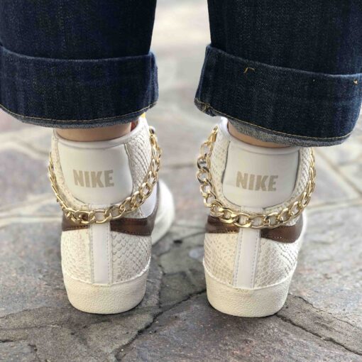 Nike Blazer Customized Swoosh Tessuto Oro, Doppi Lacci, Inserti Squamato e Dettagli Dorati