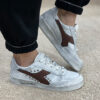 Diadora Personalizzate Game Logo Marrone Perlato, Borchie e Sporcatura Vintage