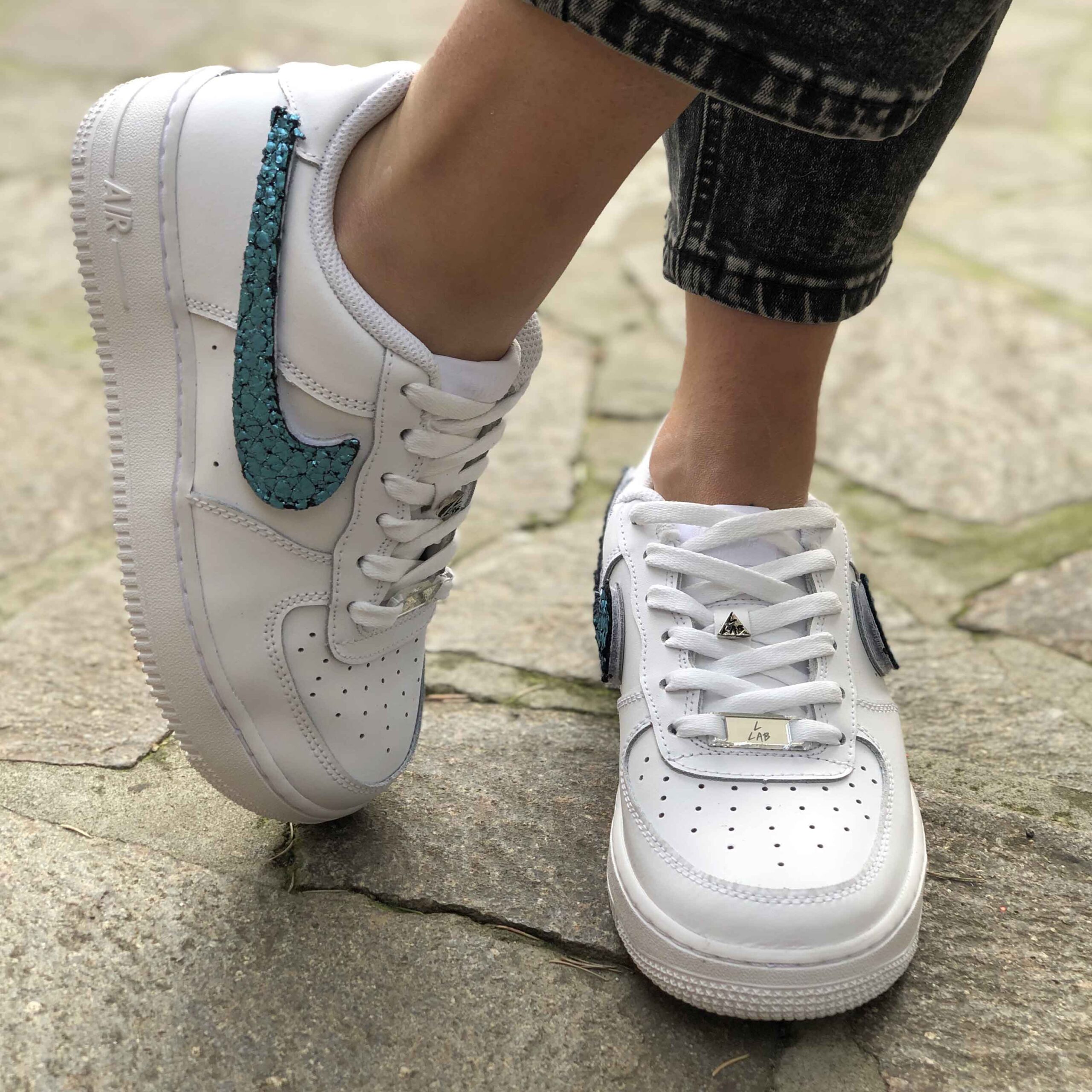 Nike Air Force One Custom Acqua Marina LLAB Scarpe Custom