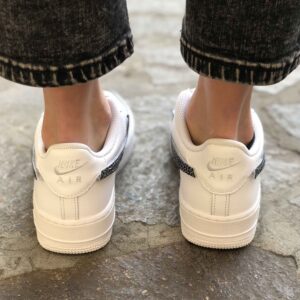 Nike Air Force One Custom Swoosh Glitter Squamato e Lacci Glitter Argento