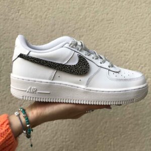 Nike Air Force One Custom Swoosh Glitter Squamato e Lacci Glitter Argento