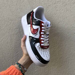 Nike Air Force One Custom Cartoon Dipinte A Mano Nero & Rosso - Vol 2