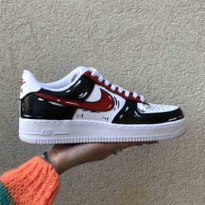 Nike Air Force One Custom Cartoon Dipinte A Mano Nero & Rosso - Vol 2