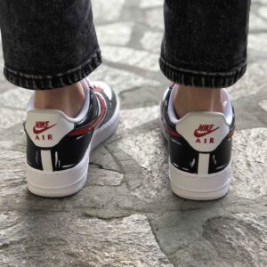 Nike Air Force One Custom Cartoon Dipinte A Mano Nero & Rosso - Vol 2