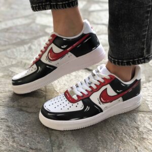 Nike Air Force One Custom Cartoon Dipinte A Mano Nero & Rosso - Vol 2