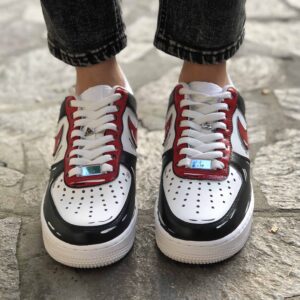 Nike Air Force One Custom Cartoon Dipinte A Mano Nero & Rosso - Vol 2