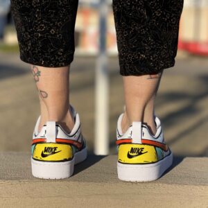 Nike Court Vision Custom Cartoon Dipinte A Mano Giallo, Arancio & Azzurro Vol.2
